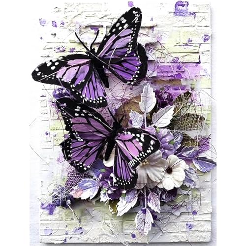 DOTZSO Butterfly Diamond Painting Art Kits for Adults Beginners 12x16 Inch | 5D Full Drill Resin, Landscape Pattern, Fits All Ages, Leisure Craft, Stress Relief, Wall/Shelf Display, All-Occasion Gift - color: AC Butterfly