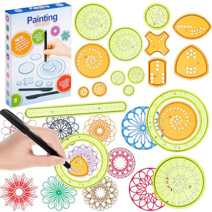 Chivao Spiral Art Kit Circle Stencils Drawing Tool Geometric Ruler,Vivid - style: Vivid