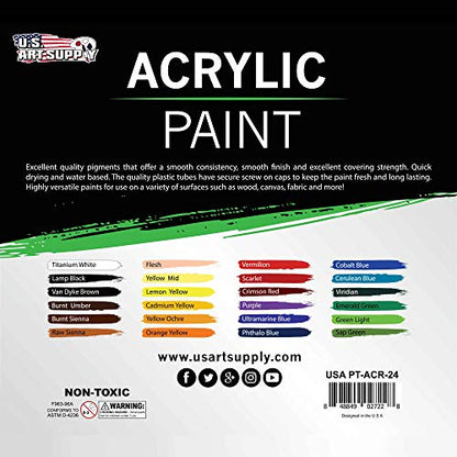 U.S. Art Supply 24 Color Professional Acrylic Paint Set in 12ml Tubes - size: 24 Count (Pack of 1)