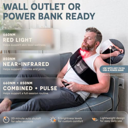 Lifepro Allevared Red Light Therapy Belt -105 Triple Chip LED Belt - color: True Black