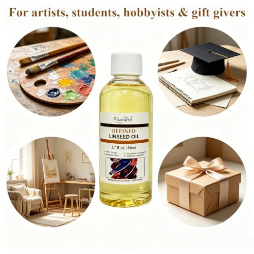 Refined Linseed Oil 2.7oz – Artist Grade for Thinning Oil Paints | Slows drying time.Increases gloss & transparency.Ideal oil paint medium for artists.Smooths brushwork.Enhances color depth