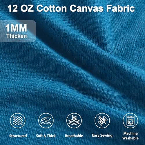 12oz Heavy Duty Canvas Fabric, 59" W Natural Cotton Duck Cloth 15 Yards - color: Blue, size: 15 Yards