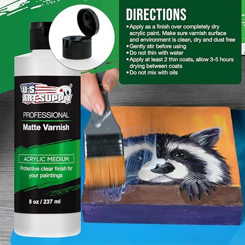 U.S. Art Supply 8 oz Matte Acrylic Varnish for Acrylic Painting - size: 8-ounces