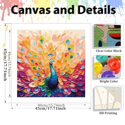 Paint by Number for Adults, Paint by Numbers Kit for Adults 16x16 Inch - color: Peacock