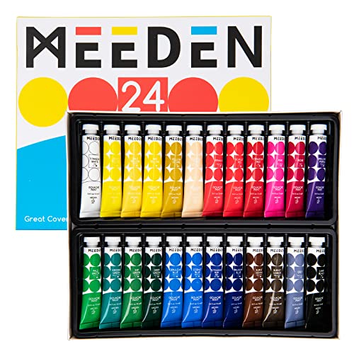 MEEDEN Gouache Paint Tube Set: 24 x 12ml (0.4 oz) Colors Art Paint | Non-Toxic Gouache Tubes for Artists Students Beginners - Rich Pigment Art Supplies for Paper & Canvas Painting - color: 24 Colors