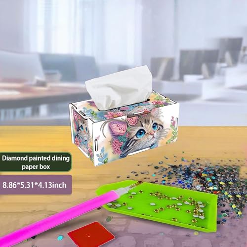 LSQFS DIY Diamond Art Tissue Box Kit,Cat,Ideal Gift,1PC - color: Cat 1