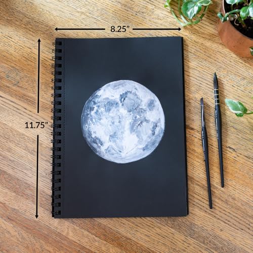 WA Portman Black Paper Sketchpad A4, 140 GSM (2-Pack) 60 Pages Drawing Pad | 2-Pack Black Sketch Pad Notebook A4 (8.3" X 11.7") Chalk Paper, Black Mixed Media Drawing Pad for Adults 60 Pages(30 Sheets) - size: A4 2 Pack