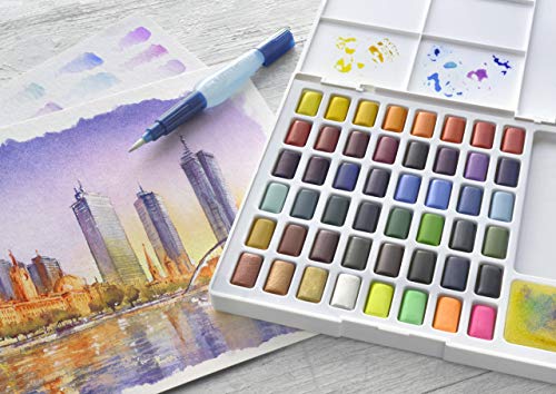 Faber-Castell Creative Studio Portable Watercolor Palette, Travel Brush - style: 24 Colors
