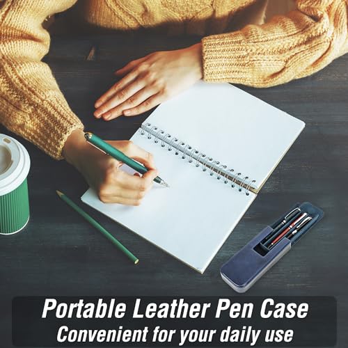 Top Grain Genuine Leather 3 Fountain Pen/Pencil Tray Case Holder, Solid Fashion Design, Handmade, Magnetic Closing with Drawer Design, Gift Choice for Man/Woman/Office, Glossy Blue, 3 Slots - color: Glossy Blue, size: 3 Slots -【Magnetic Closure】