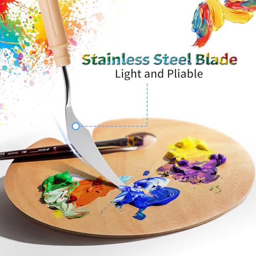 4 Pcs Palette Knife, #1 Pointed Head Spatula, Plastic Handle | Stainless Steel Painting Knife, Oil Paint Metal Knives, Pallet Painting Knives for Oil, Acrylic and Canvas Drawing