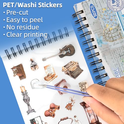 Uideyvi Sweet Series Sticker Scrapbooking Supplies for Junk Journal, 25 Sheets Washi Stickers and 25 Sheets PET Stickers(TZ-010-004) - color: Sweet Series