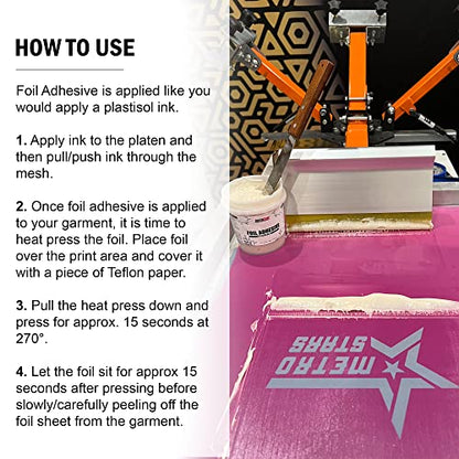 Rapid Cure® Foil Adhesive Plastisol Ink - Screen Printing Ink, 8 oz. | Cures At 270°F Vs. Standard 320°F - Bold Opaque Color, Non-Phthalate, CPSIA Safe, USA Made - Foil Adhesive - color: Foil Adhesive, size: 8 fl oz