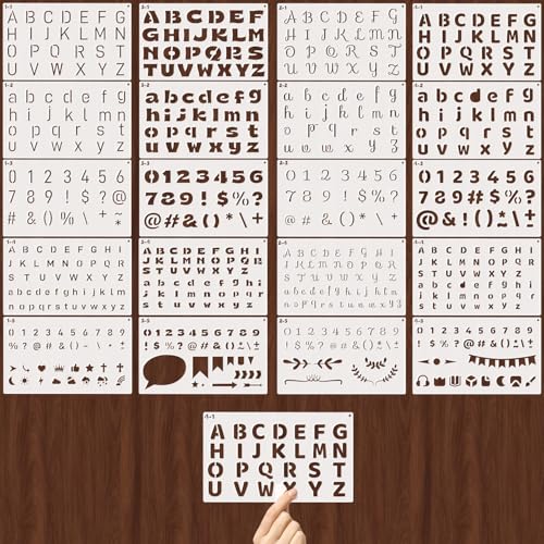 4 Fonts Small Letter Stencils for Painting 0.5 & 1 Inch, 20PCS Reusable Alphabet Symbol Number Stencils for Journaling Scrapbook Crafts Art Projects