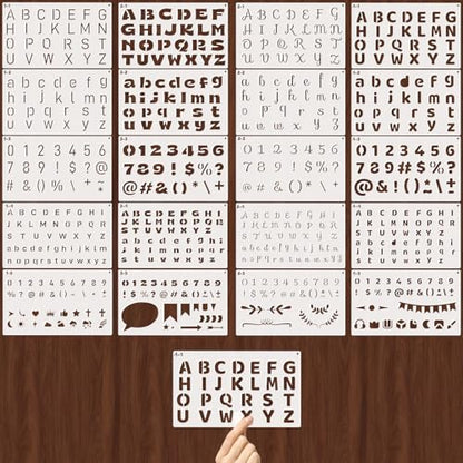 4 Fonts Small Letter Stencils for Painting 0.5 & 1 Inch, 20PCS Reusable Alphabet Symbol Number Stencils for Journaling Scrapbook Crafts Art Projects