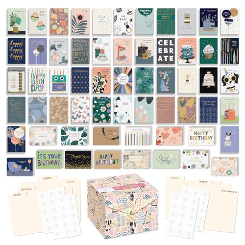 American Greetings 65-Count All-Occasion Card Pack, Assorted Celebration Designs - color: ALL OCCASION DELUXE 60 BUNDLE, size: A6