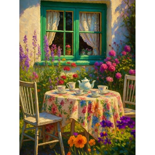 Canrichshop Paint by Numbers Kit for Adults-Garden Paint by Number,DIY Acrylic Oil Painting Beginners Unframed,Adult Paint by Number on Canvas for Decor 16x20inch - color: MT22729