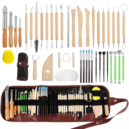 42pcs Pottery Tools Kit for Sculpting,Clay Tools Sculpting Kit,Ceramic Tools for Modeling, Trimming, Molding Clay Carving,Shaping, for Beginners, Hobbyists, Artists