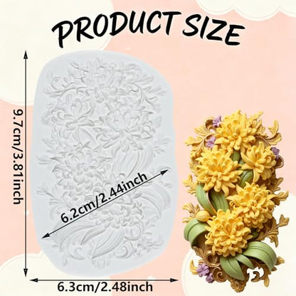 Chrysanthemum Flower Polymer Clay Molds Chrysanthemum Silicone Mold - color: Style W