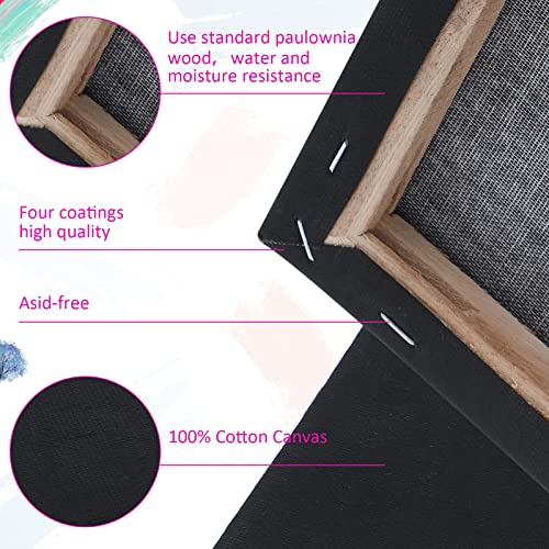 Epakh 12 Pcs Black Canvas for Painting Stretched Canvas Cotton Square Triangle Hexagon Blank Boards Panels Art with Frame Panel Stretched Boards for Oil Acrylic(6 Inch) - size: 6 Inch