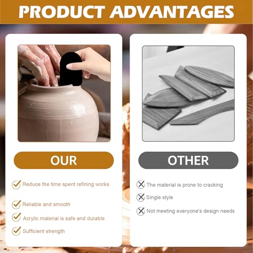 7pcs Pottery Ribs Tool Set, HSSZXFR 6x4cm Pottery Clay Ribs for Plate Bowl Slab Forms, for DIY Carving Molds Shapes Sculpting Texturing Mud Trimming, Home or Studio Use