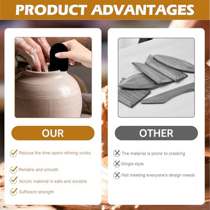 7pcs Pottery Ribs Tool Set, HSSZXFR 6x4cm Pottery Clay Ribs for Plate Bowl Slab Forms, for DIY Carving Molds Shapes Sculpting Texturing Mud Trimming, Home or Studio Use