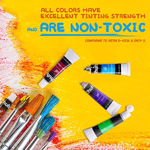 Ohuhu 36 Oil-Based Colors Oil Paint Set, 12ml/0.42oz x 36 Tubes Non-Toxic - style: 36 Colors