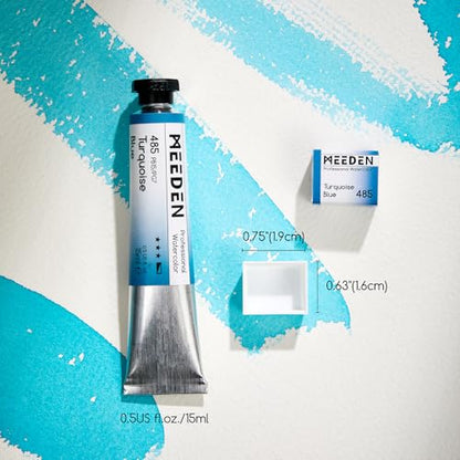 MEEDEN Professional Artist Watercolor Paint: Emerald Green - 15ml/0.5oz | Water Color Tube, Semi-Moist Pigment Half Pan and Empty Matching Half Pan for Artists Pros - color: Emerald Green