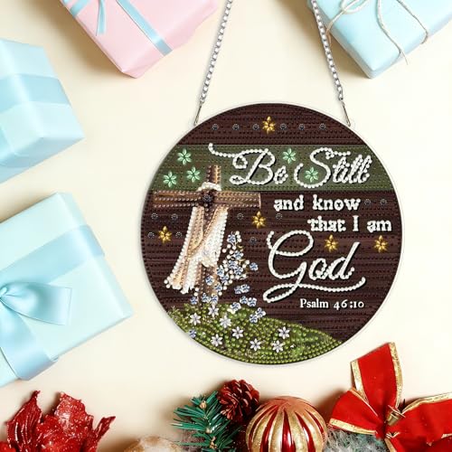 LPDJITO Cross Diamond Art Hanging Kit for Adult, Special Shaped Rhinestone,DIY Acrylic Cross 5D Diamond Art Painting Window Pendants Home Garden Wall Hanging Kits Hanging Ornament - color: Color-14