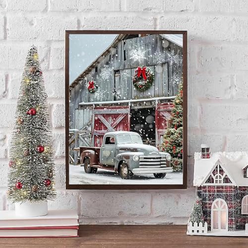 Eiazuiks Christmas Stamping Cross Stitch Kit,Truck Christmas Counting Cross Stitch Kit for Adult Beginners, Full Line DIY Stitching Kit for Home Decor Cross Stitch Patterns 12x16 inches - color: ZX037