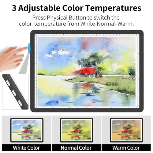TSOCOS 11000Lux A4 Diamond Art Light Board, Light Pad with Side Physical Buttons & 6 Levels of Brightness, 3 Colors Magnetic Light Box for Tracing, Diamond Painting, Drawing, Weeding Vinyl - style: A4 (Non-rechargeable)
