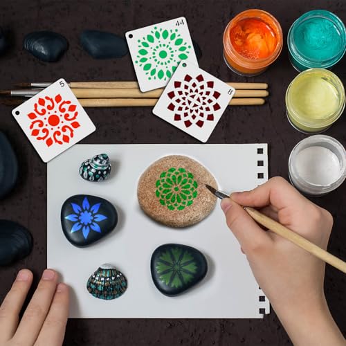 BOXOB 60pcs Mandala Stencils, 2x2 Inch Reusable Mandala Stencils | for Painting, Drawing, Crafts, Art Projects - style: A