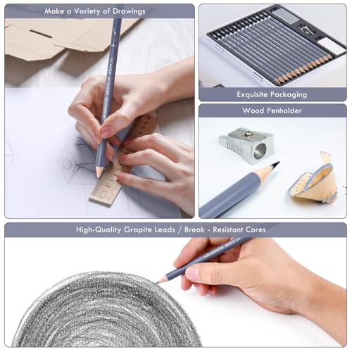 Brusarth Professional Sketch Graphite Pencils for Drawing Set,17 Pcs