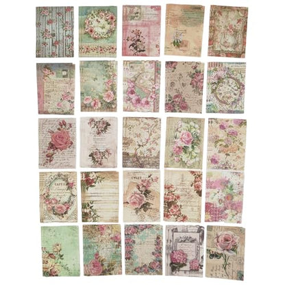 100 Pieces Vintage Scrapbook Supplies Ephemera Pack for Junk Journal Planners Scrapbooking Paper Stickers for Art Aesthetic Journaling Kit Collage Decoupage Album (Flower)