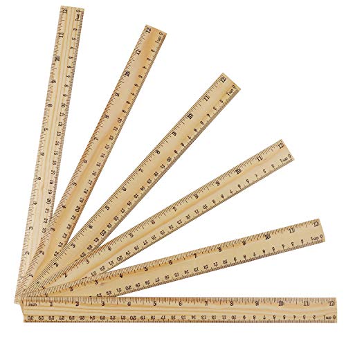 KINJOEK 108 Packs 12 Inch Wooden Rulers Bulk, 30cm 2 Scale Double Sided Pine Wood Measuring Ruler for Classroom, School Supplies, Home, Office - size: 108 Packs 12 Inch