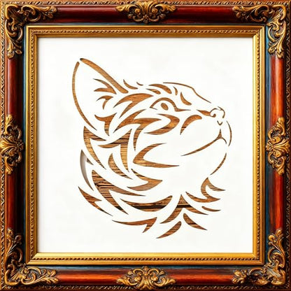 TIAMECH A4 Reusable Cool Cat Stencil for Painting | Outline Cat Layering Template, DIY Wall Art, Wood Furniture, Scrapbook & Crafts (8.3x11.7inch) - style: Cool Cat