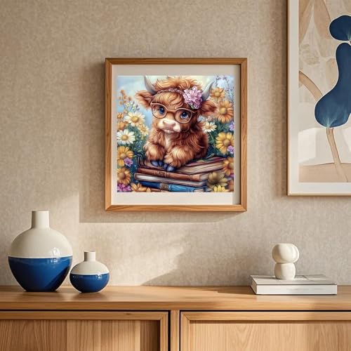 HighlandCow Square Diamond Art Kits for Adults,Healing Diamond Painting | Diamond Art Kit for Beginners, 5D DIY Full Drill Diamond Painting Gem Art, Home Wall Art Gifts(14x14inch) - color: DP03650
