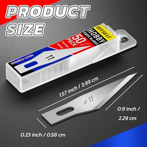 DIYSELF 50 PCS Exacto Knife Blades, #11 Blade Refills with Storage Case