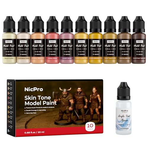 Nicpro 10 Colors Face & Skin Tones Model Paint Set, 20ml Ready to Use - style: Face & Skin Tones