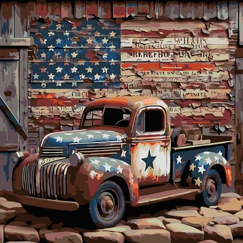 CHWGLFGG Vintage Truck Paint by Numbers Kit for Adults On Canvas 16x16inch - color: Truck
