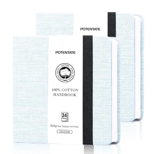 Watercolor Sketchbook - 2 Pcs Watercolor Journal 4.7x4.7, 140lb/300gsm Paper Water Color Book, Small Pocket Travel Water Color Book with Folding Pockets for Artists, Creative Journaling (Graphite) - color: Graphite, size: 4.7 x 4.7"