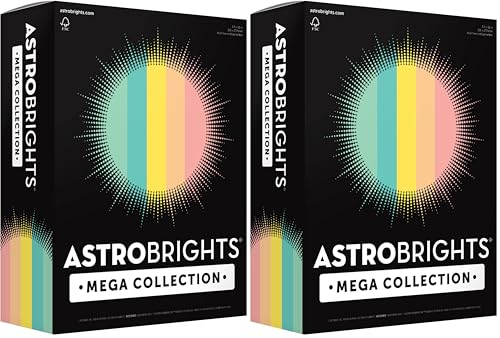 Astrobrights Colored Paper, 625 Sheets, 24 lb./89 gsm, 8.5" x 11" | Punchy Pastel 5-Color | Pack of 2 | Mega Collection - size: 625 Count (Pack of 2)