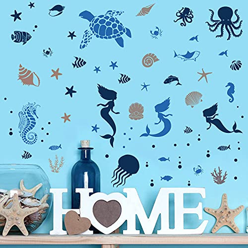 20 Pieces Summer Sea Ocean Stencils Marine Organism Background Painting Templates Summer Reusable Sea Animals Stars Shells Fish Stencil for DIY Crafts Scrabooking Art Projects (6 X 6 Inch) - color: 20 PCS
