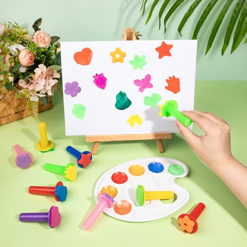12Pcs Paint Stamps for Kids, Sponge Brushes for Painting | EVA Foam Stamps for Early Learning Finger Paint Drawing Crafts and DIY - style: 3F-StamperSponge12PCS