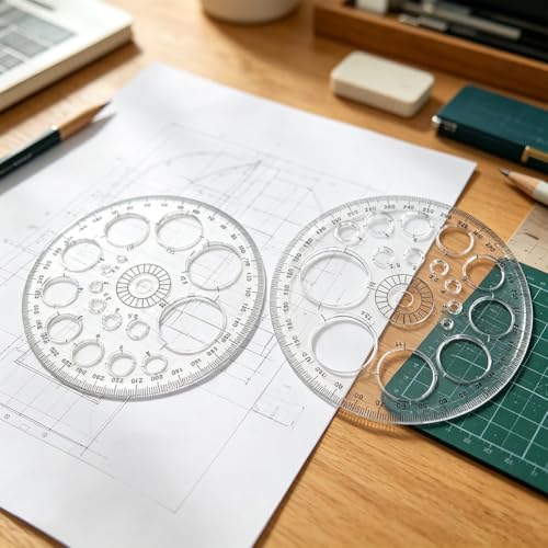 4 Pack Circle Drawing Template, Multi-Size Round Circle Stencil, Plastic Geometric Circle Ruler, Multifunctional Drawing Aid Tool for Student, Design, School, and Office Use(White) - color: white
