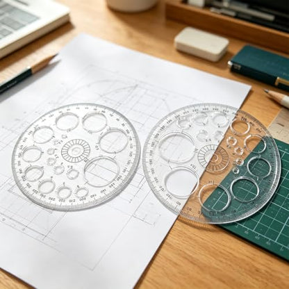 4 Pack Circle Drawing Template, Multi-Size Round Circle Stencil, Plastic Geometric Circle Ruler, Multifunctional Drawing Aid Tool for Student, Design, School, and Office Use(White) - color: white