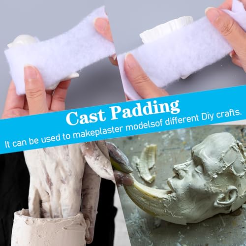 6 Rolls Cast Padding, Soft Cotton Padding Bandage Cast Use with Plaster Cloth Gauze Bandages for Halloween Wrap Bandages Art Projects Body Casts Hobby Craft, Individual Pack Bandage Wrap Rolled