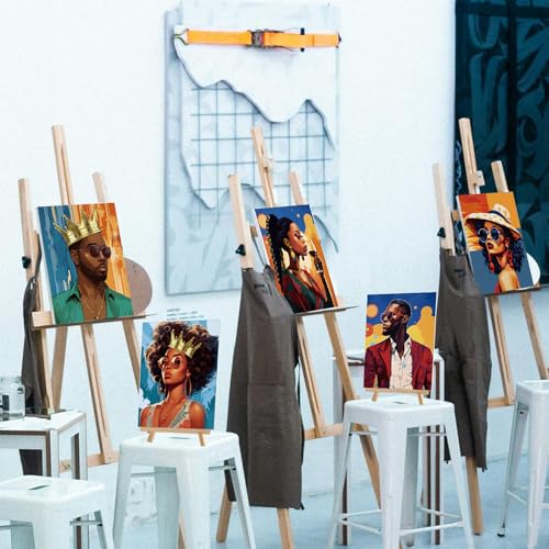 Cholemy 36 Pcs Paint and Sip Kit Gift for Adults 8''x10'',Black Women | Pre Drawn Canvas, Painting DIY Afro Acrylic Painting Kit, Wood Easel Brushes, Date Night Bulk, Summer Halloween Party - style: Black Women