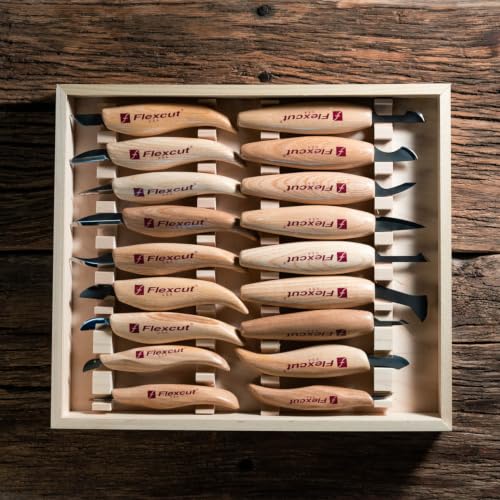 Flexcut Wood Carving Knives | Deluxe 18-Piece Knife Wood Carving Set | Razor-Sharp 1095 High Carbon Steel Blades | KN250 | Made in the U.S.A. - style: Deluxe Knife Set