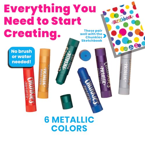 Ooly Chunkies Easy Grip Tempera Paint Sticks for Kids, Set of 6 - Metallic - color: Metallic