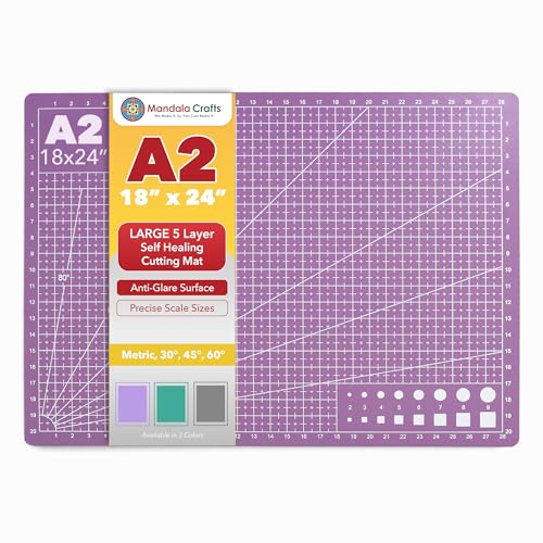 Mandala Crafts Self-Healing Purple Pink 18" x 24" A2 Cutting Mat for Sewing - color: Purple, size: 18 x 24 Inches Mat